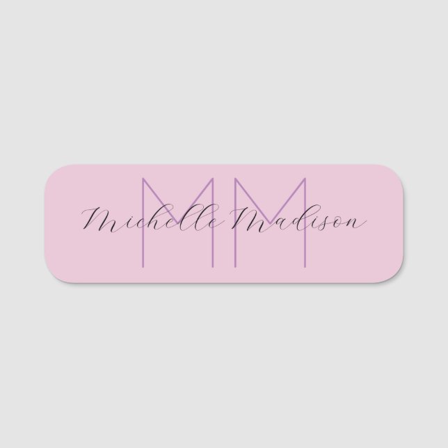 Monogrammed Modern Handwriting Name Initials Tag (Front)
