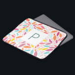 Monogrammed Modern Leaf Mosaic in Vibrant Pastels Laptop Sleeve<br><div class="desc">A gorgeous,  vibrant pastel personalised door mat with a leaf mosaic in shades of orange,  yellow,  teal and pink. Makes a wonderful gift.</div>