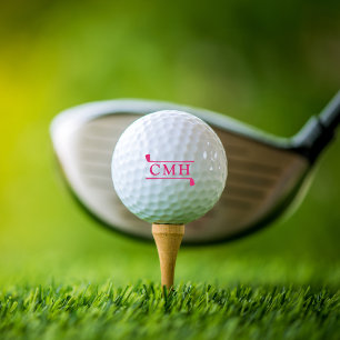 Monogrammed Modern Minimal Golf Clubs Hot Pink Balls