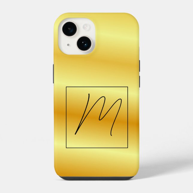 Monogrammed Modern Plain Initial Gold Colour iPhone Case (Back)