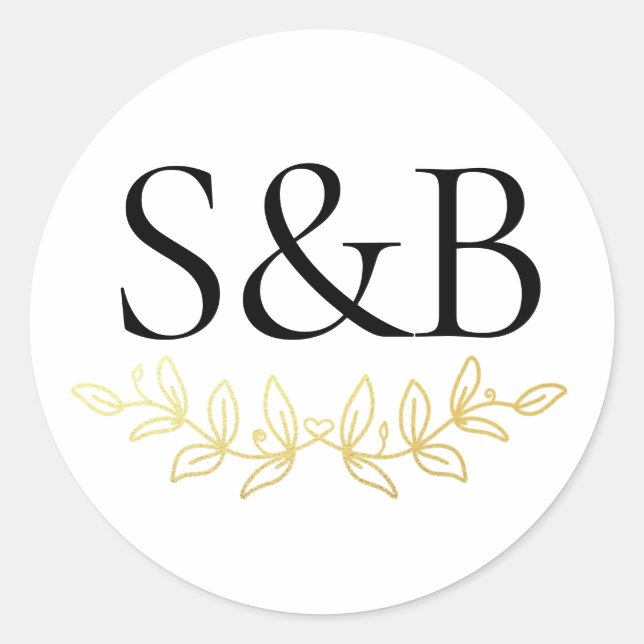 Monogrammed Modern Simple And Minimalist Wedding   Classic Round Sticker (Front)