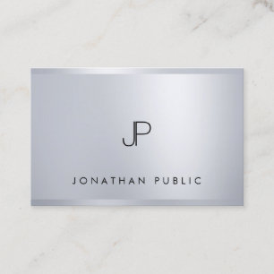 Monogrammed Modern Template Silver Professional Business Card