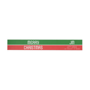 Monogrammed Modern Vintage "Merry Christmas" Wrap Around Label