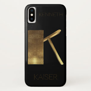 Monogrammed Monogram Initial K Black Gold Case-Mate iPhone Case