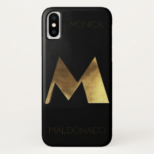 Monogrammed Monogram Initial M Black Gold Case-Mate iPhone Case