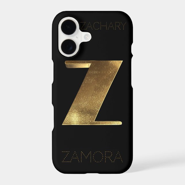 Monogrammed Monogram Initial Z Black Gold (Back)