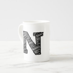 Monogrammed Mug: Letter "N" Bone China Mug