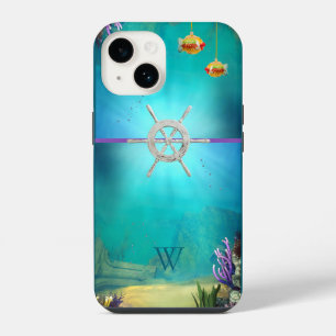 Monogrammed Multicolored Underwater Scene w/ Fish iPhone 14 Case