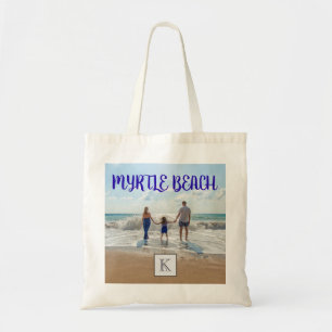 Monogrammed Myrtle Beach Souvenir Sand Surf Family Tote Bag