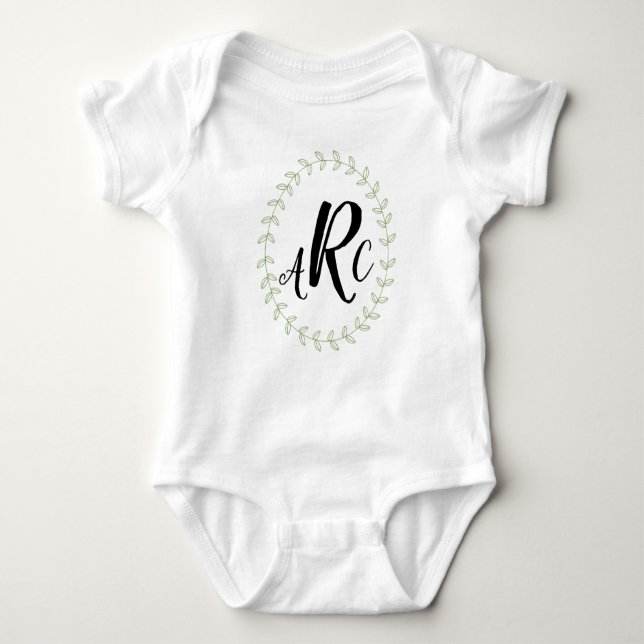 Monogrammed Name baby shower personalised Baby Bodysuit (Front)