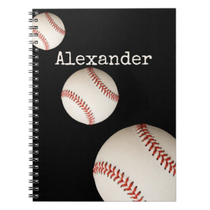 Monogrammed name baseball black sport notebook