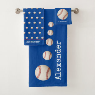 Monogrammed name baseball softball sports bath tow towel set