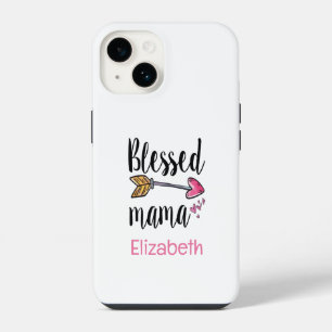 Monogrammed Name Blessed Mama Gift for Mum iPhone 14 Case