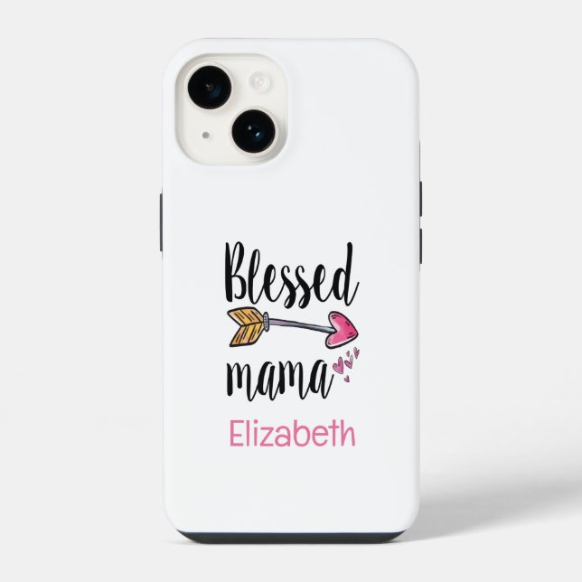 Monogrammed Name Blessed Mama Gift for Mum  iPhone Case (Back)