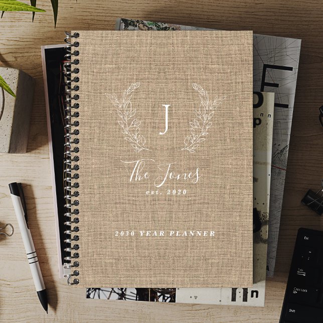 Monogrammed name custom family rustic 2026 planner (Creator Uploaded)