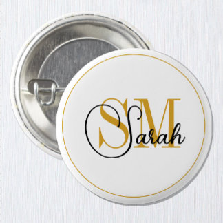 Monogrammed Name & Elegant Signature 3 Cm Round Badge