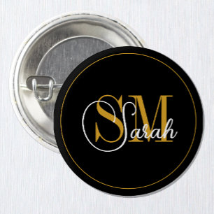 Monogrammed Name & Elegant Signature 3 Cm Round Badge