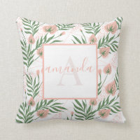 Monogrammed Name Floral Pink Green Pastel Pattern