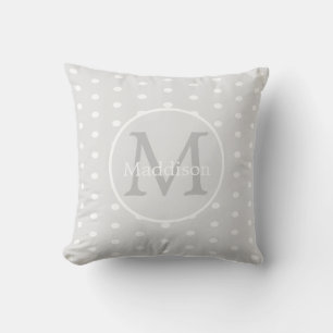 Monogrammed Name Grey White polka dot pattern Th Cushion