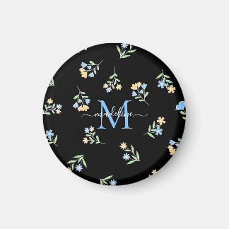 Monogrammed Name & Initial Blue Yellow Magnet