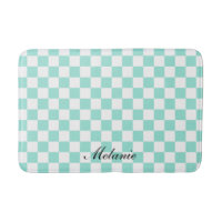 Monogrammed Name Modern Mint and White Chequered