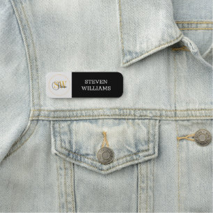 Monogrammed Name & Modern Signature Name Tag