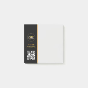 Monogrammed Name & Modern Signature / QR Code Post-it Notes