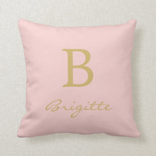 Monogrammed Name Script Initial B Modern Pink Cushion