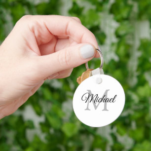 Monogrammed Name Template Elegant Modern Circle Key Ring