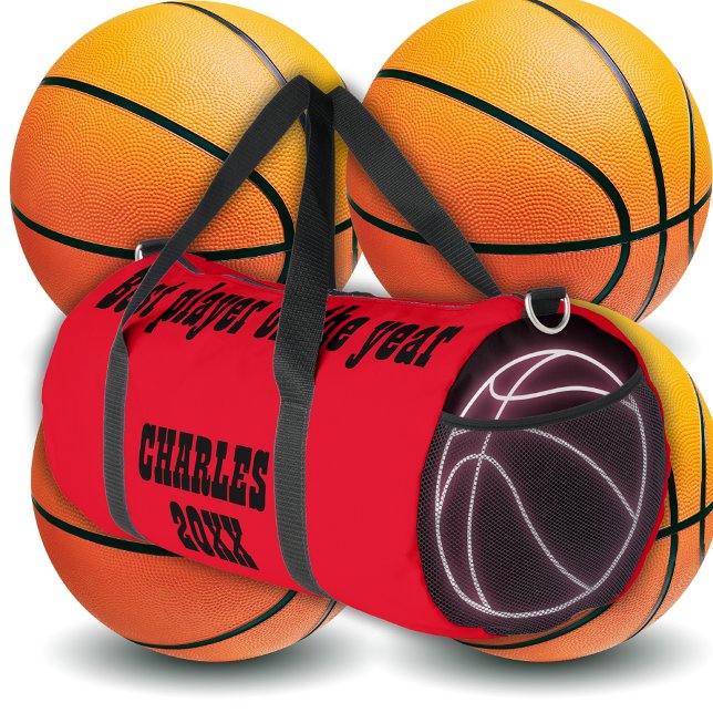 Monogrammed Name & Text in Red/Black | Duffle Bag (Creator Uploaded)