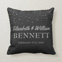 Monogrammed Names | Black Silver Wedding Keepsake