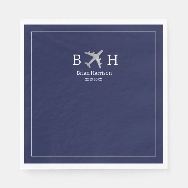Monogrammed Napkins for a Pilot (Front)