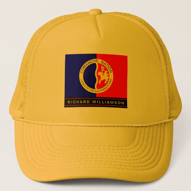 Monogrammed Native American Comanche Nation Flag Trucker Hat (Front)