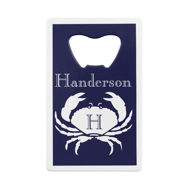 Monogrammed Navy Blue White Crab Nautical  Cr (Back)