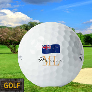 Monogrammed New Zealand Flag & NZ Golf Balls