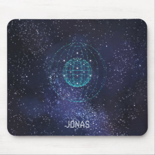 Monogrammed Night Sky Abstract Globe Mouse Pad