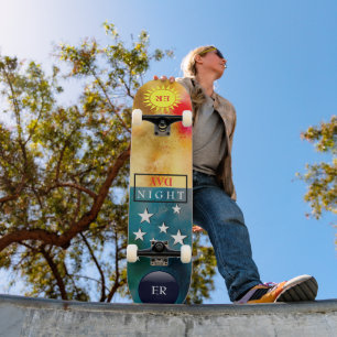 Monogrammed Night VS Day Skateboard