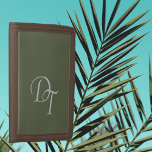 Monogrammed -  Olive   Trifold Wallet<br><div class="desc">Monogrammed - Olive colour (6A6A45 ) Mens Wallet . Designed for those who love this harmonious hue of green colour and classic feel when they travel . Easily customise it now with the letters of your choice . Design by Alma Wad . __________ Green is frequently connected with the Virgo...</div>