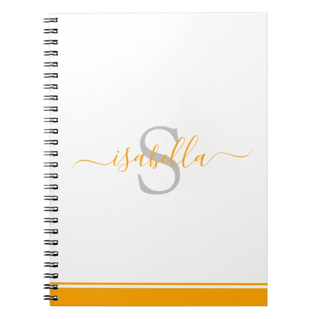 Monogrammed Orange Script Notebook (Front)