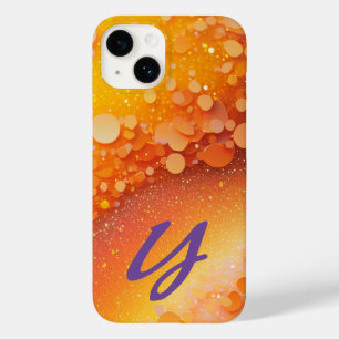Monogrammed Orange Yellow Glitter Case-Mate iPhone 14 Case