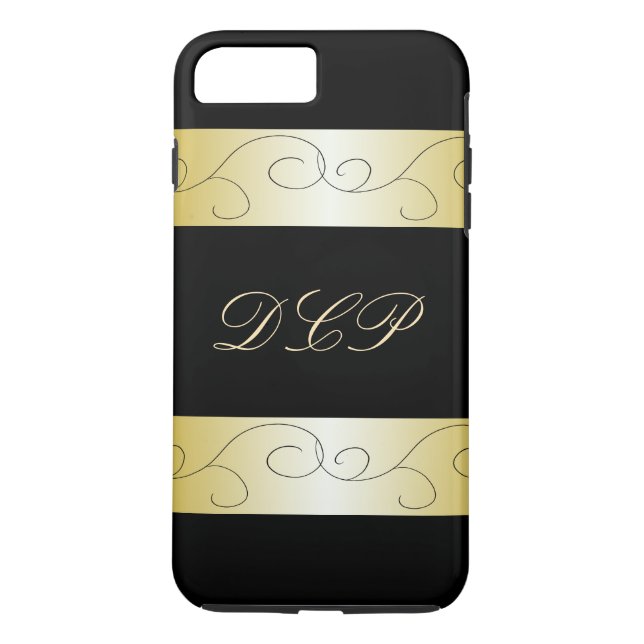 Monogrammed Ornate Black Gold Trendy CricketDiane Case-Mate iPhone Case (Back)
