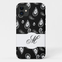 Monogrammed Paisley Vintage Black White