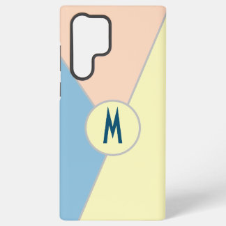 Monogrammed Pastel Blue Peach & Yellow Colour Bloc Samsung Galaxy Case