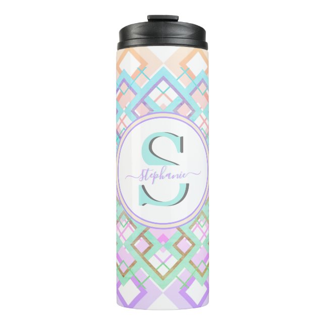 Monogrammed Pastel Custom Tumbler Gift for Her (Front)