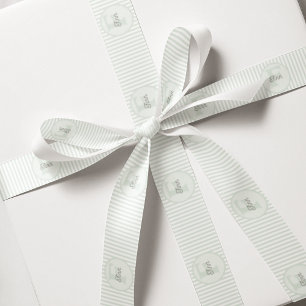 Monogrammed Pastel Green and White Striped Grosgrain Ribbon