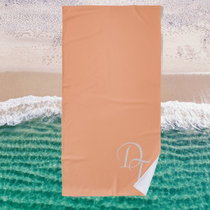 Monogrammed -   pastel orange solid  beach towel