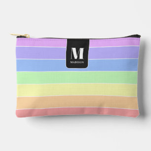 Monogrammed Pastel Rainbow Colourful Stripes Moder Accessory Pouch