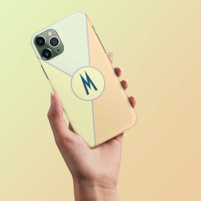 Monogrammed Pastel Yellow Mint Peach Colour Block Case-Mate iPhone Case (Creator Uploaded)