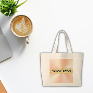 Monogrammed Peach and Gold Business Large Tote Bag