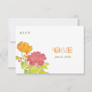 Monogrammed Peony Wedding RSVP Card